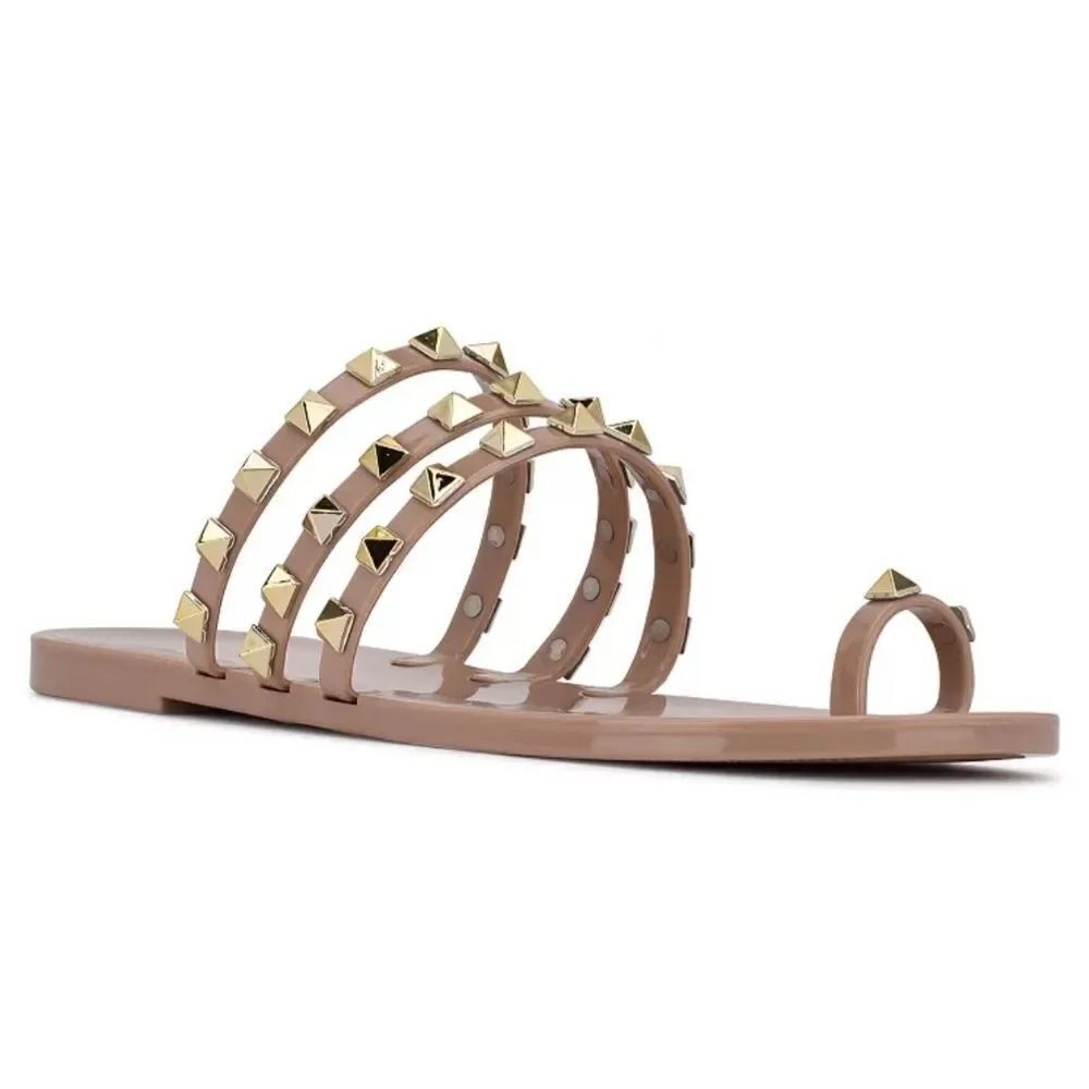 Nine West Tan Gold Gladiator Sandals